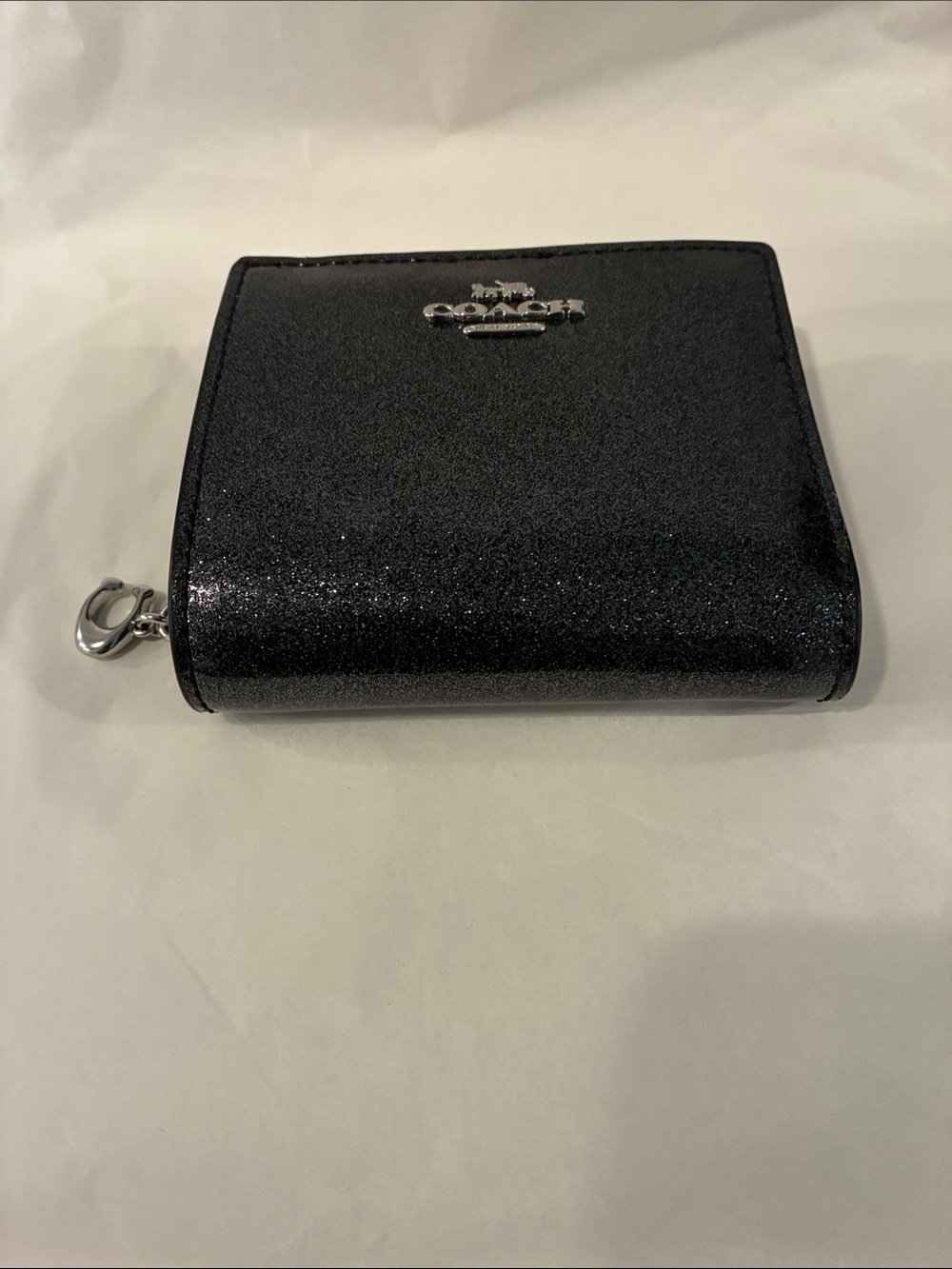 Coach Black Silver Glitter Snap Wallet - Black